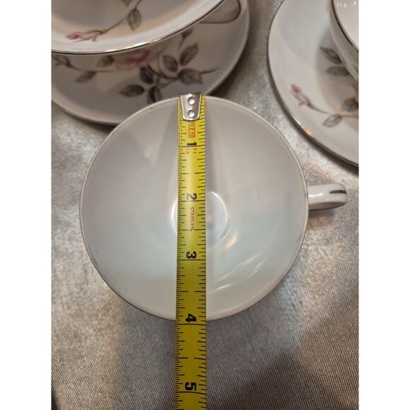 Three Castle China Garland Set Of 4 Teacups And Saucers Pink Roses - Picture 14 of 14